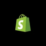 Shopify logo on a black background, used by the best freelance digital marketer in Dubai.